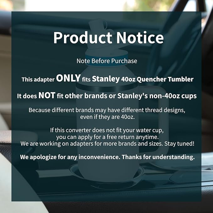 Aobiono Water Bottle Adapter for Stanley 40oz Quencher Tumbler to Cirkul, Lid Cap Converter Accessories, BPA Free Plastic, Food Grade Silicone Gasket Leakproof (Black)