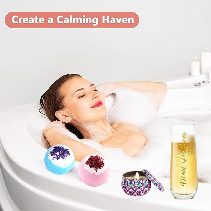 Maid Of Honor Proposal Gifts Set-Will You be My Maid Of Honor Gift Box, Wedding Engagement Gifts,Bachelorette Party Bridal Showers gifts,Maid Of Honor Bracelets, Necklaces And Socks ,Rose Spa Gifts