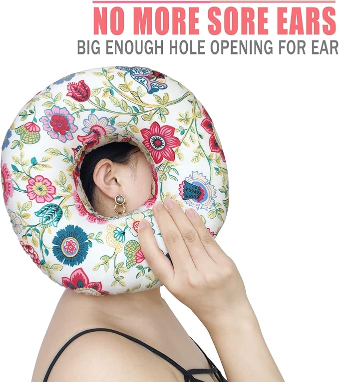 Ear Hole Piercing Pillows for Ear Pain Side Sleeping CNH Pillow Pressure Sore Pain Relief Ear Guard Lifesaver Tinnitus Support Neck Head, Sunflower