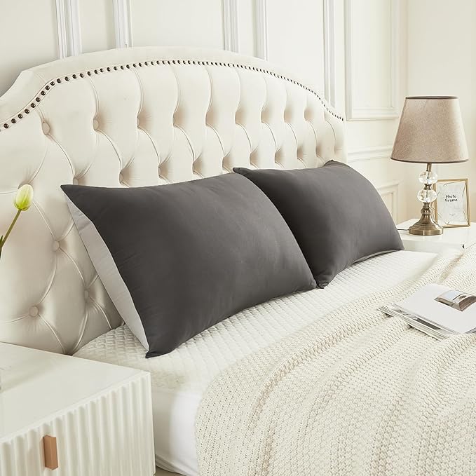 Bed Pillows for Sleeping - Pillows Queen Size Set of 2 Cooling Luxury Hotel Quality Pillow with Premium Plush Soft Down Alternative Fill for Side Back or Stomach Sleepers - Black, Pack of 2