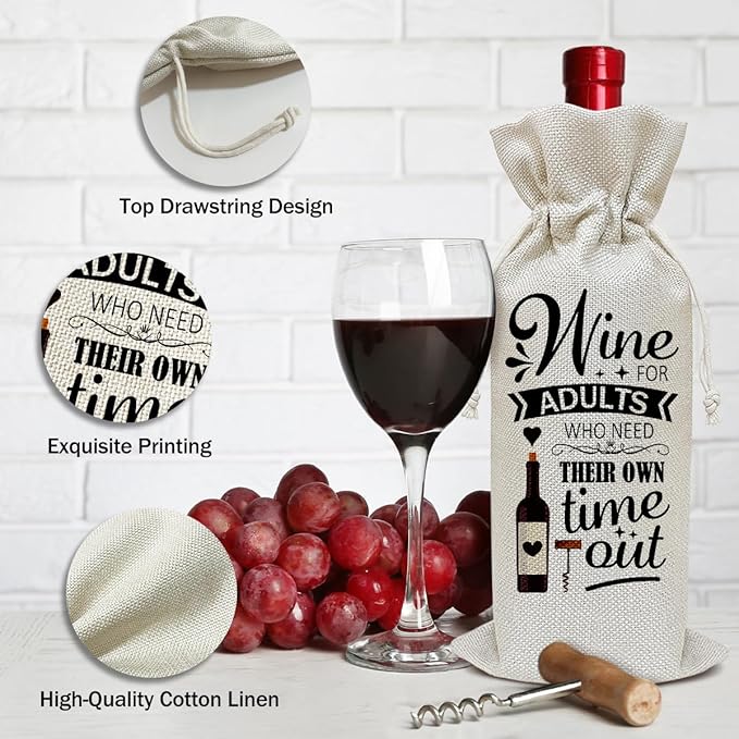 Funny Wine Bag, Funny Gifts Birthday Gifts for Women Men Coworkers Friends Sister Boss, Party Favor Wine Champagne Gift Bag With Drawstring -18