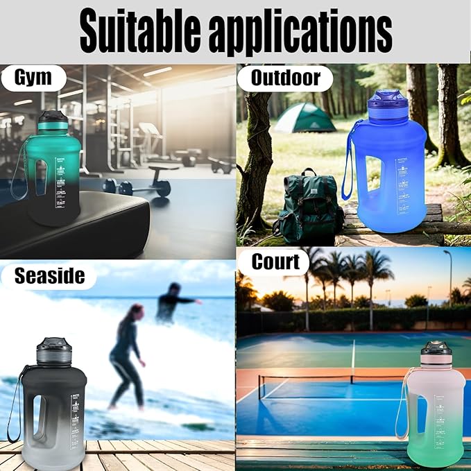 Sports Water Bottle, 63 Oz/1800mL, Leak Proof BPA Free Travel Outdoor For Men Women (Gradient_Black)