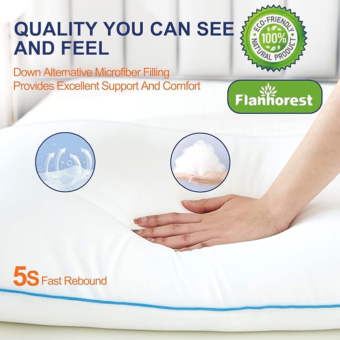 Bed Pillows for Sleeping - Pillows Queen Size Set of 2 Cooling Luxury Hotel Quality Pillow with Premium Plush Soft Down Alternative Fill for Side Back or Stomach Sleepers (Queen(Pack of 2))