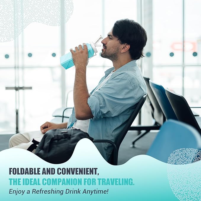 Collapsible Travel Water Bottles, Food Grade BPA Free Silicone Foldable Water Bottle, Leakproof Portable Expandable Water Bottles for Traveling, Camping, Hiking, Cycling & Sports Outdoor 620ml(2 Pack)