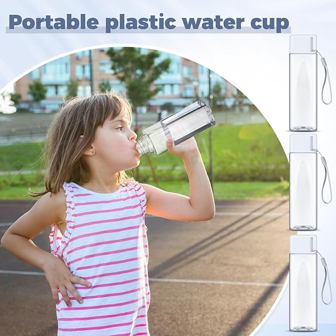 20 Pieces Water Bottle Bulk 17 oz Plastic Sports Water Bottles Reusable Leak Proof Portable Drink Bottles Large with Lid for Outdoor Fitness(White)