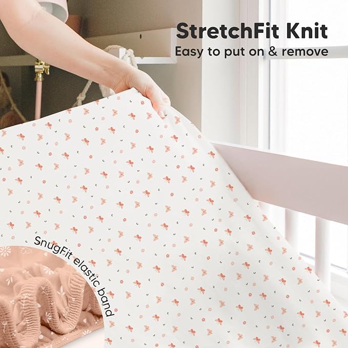 2-Pack Crib Sheets for Boys,Girls - Viscose Derived from Bamboo Fitted Crib Sheet, Organic Baby Crib Sheets, Crib Mattress Sheet,Toddler Bed Sheets,Baby Sheets for Crib Fitted Sheets(Butterflies)