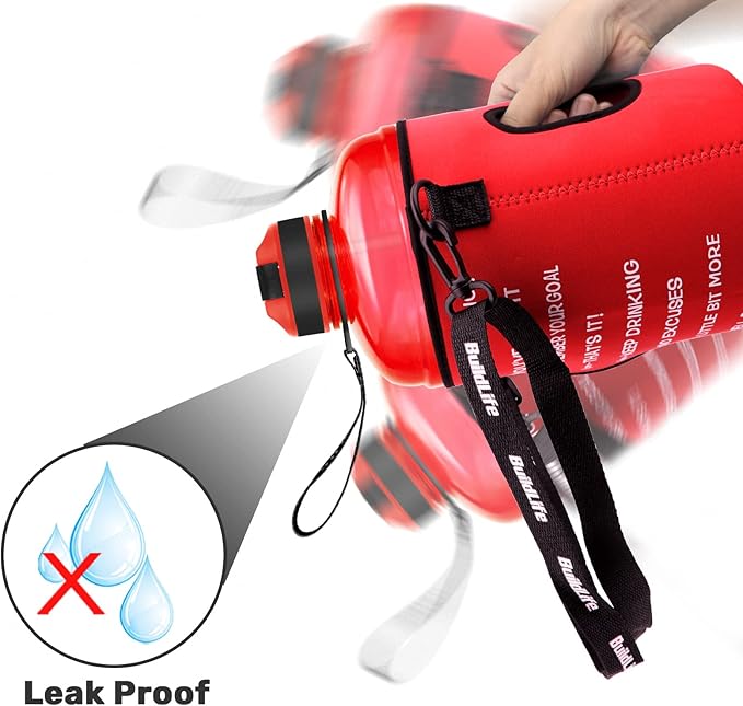 QuiFit Motivational Gallon Water Bottle - with Straw & Time Marker BPA Free Large Reusable Sport Water Jug with Handle for Fitness Outdoor Enthusiasts Leak-Proof