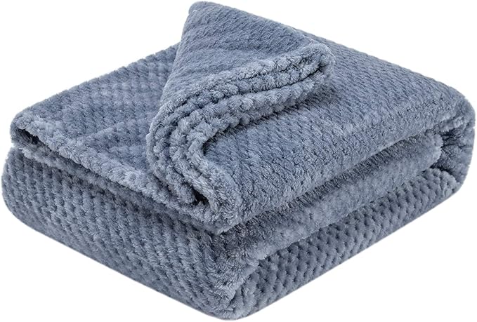 Fuzzy Throw Blanket, Plush Fleece Blankets for adults, Toddler, boys and Girls, Warm Soft Blankets and Throws for Bed, Couch, Sofa, Travel and Outdoor, Camping (Twin(60"x80"), XL1-Smoked Blue)