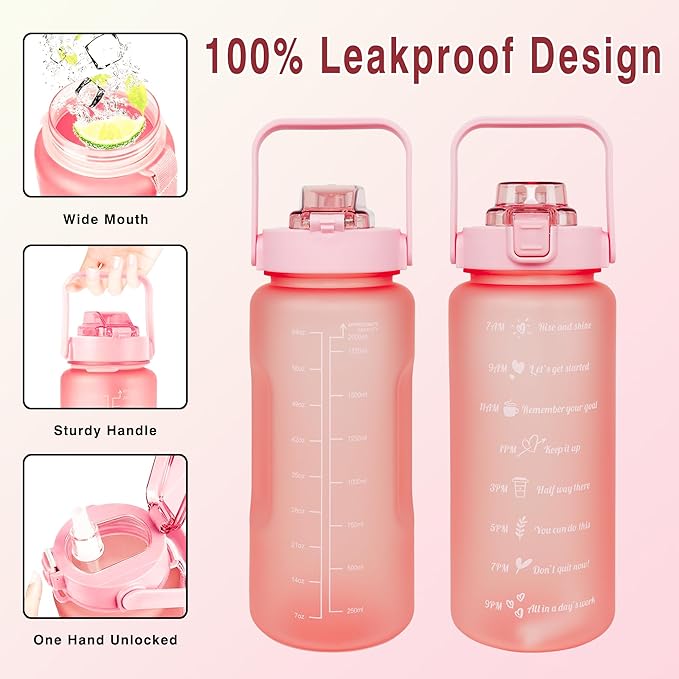 Hummingbird Half Gallon Water Bottle with Sleeve Water Bottle 64 Oz Water Bottle with Time Marker, Leakproof-Free Drinking Water Bottle, Sports Water Bottle Half Gallon Water Jugs