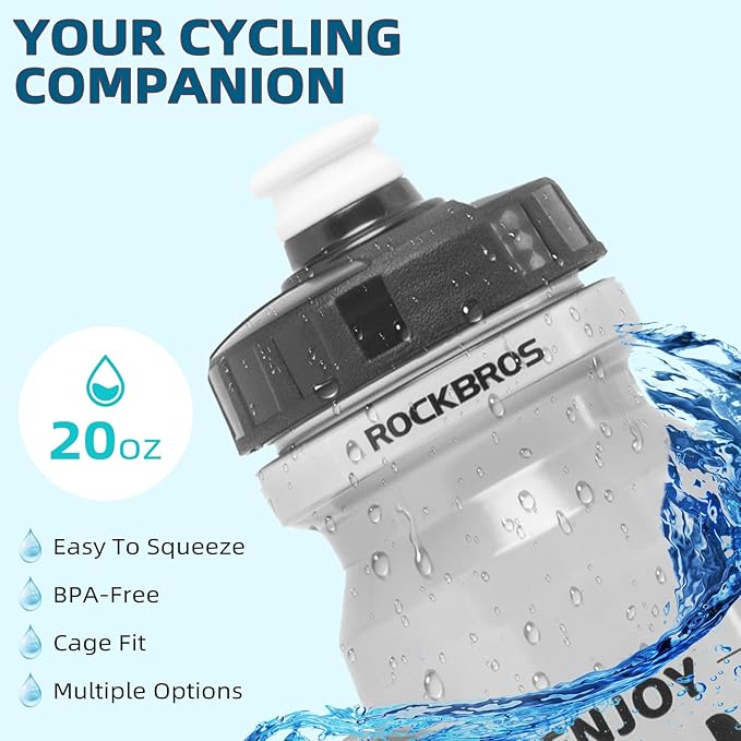 ROCKBROS Cycling Water Bottle, 20-25oz Cycling Bottle, BPA-Free