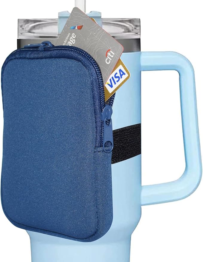 Water Bottle Pouch, Compatible with Stanley Quencher Adventure 40oz & Fit for Stanley IceFlow 20oz 30oz,Handheld Pocket for Safely Carry Cards Keys, Wallet, Earphone etc. Daily Necessities