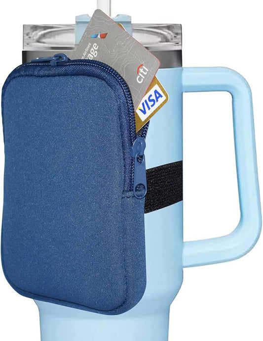 Water Bottle Pouch, Compatible with Stanley Quencher Adventure 40oz & Fit for Stanley IceFlow 20oz 30oz,Handheld Pocket for Safely Carry Cards Keys, Wallet, Earphone etc. Daily Necessities