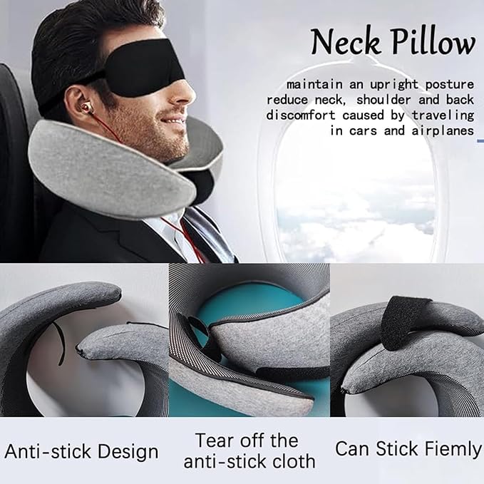 FAGOBYX Travel Pillow,Neck Pillow for Traveling,Airplane Pillow Flight Pillow,360° Travel Neck Pillows for Airplanes,Travel Neck Pillows for Airplanes,Travel Pillow,Neck Pillow (Grey)