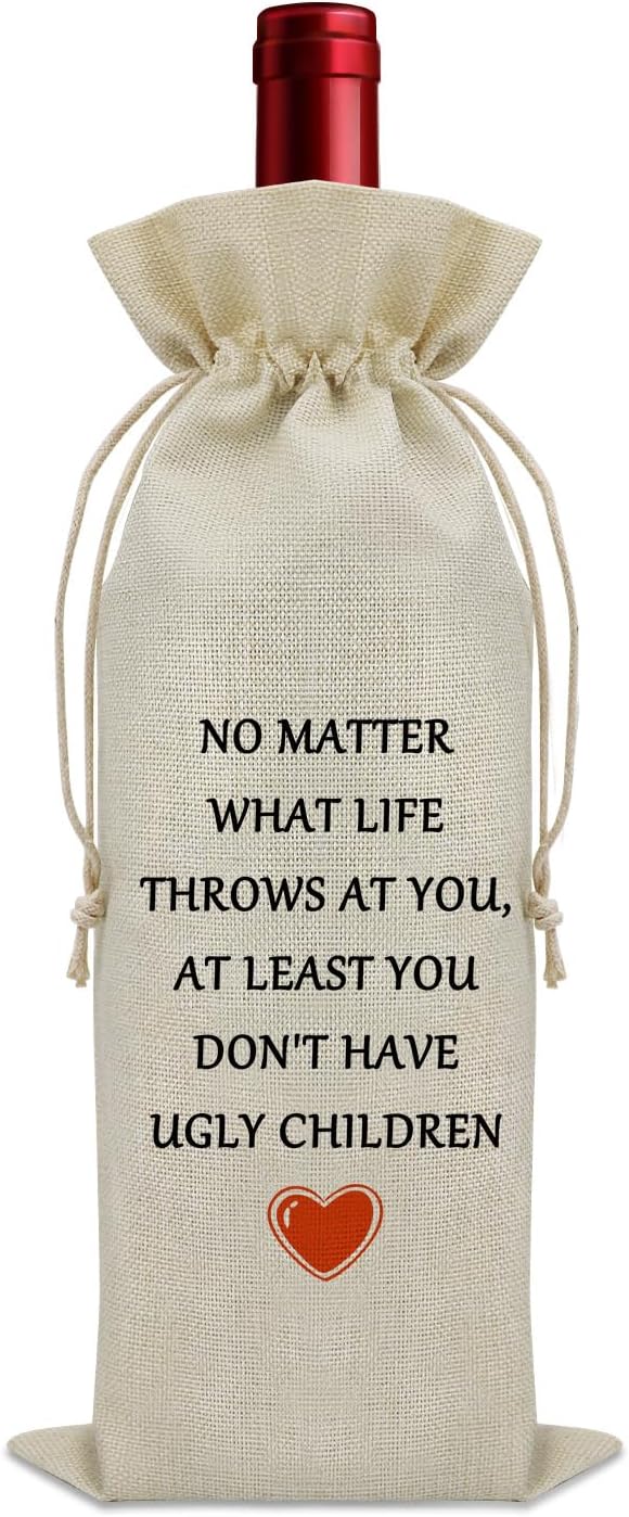 Sazuwu Funny Parents Gifts Wine Bag Anniversary for Parents from Kids Mom and Dad Birthday Gifts Wine Accessories Gifts for Wine Lovers Father's Day Mother's Day Gifts Wine Bottle Decoration Bag
