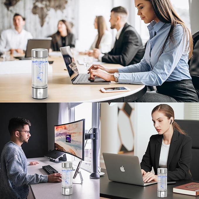 Hydrogen Water Bottle,Hydrogen Water Bottle Generator with SPE and PEM Technology,3Min Quick Electrolysis,Hydrogen Water Ionizer Glass Health Cup Suitable for Travel,Exercise,Home,Gift for Love(Black)