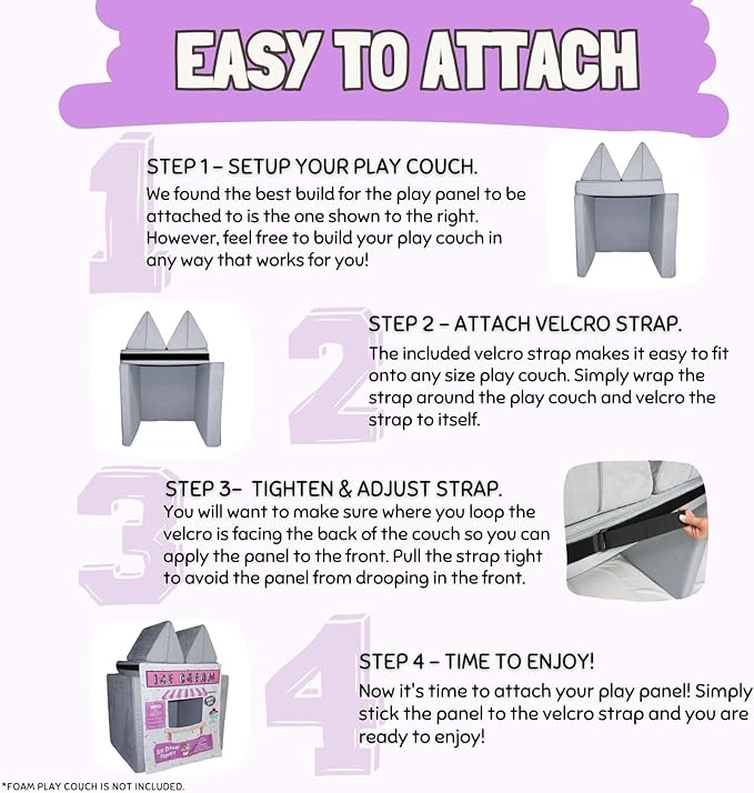 Play Panel for Childrens Foam Sofa Kids Couch (Ice Cream Store)