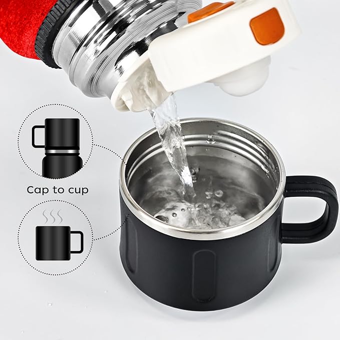 Insulated Stainless Steel Water Bottle, 27oz/800ml Sports Water bottles with Double Walled and Vacuum Insulated Metal for Travel, School, and Gym (Red)