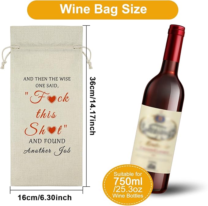 Sazuwu Congratulations Gift for Friends New Job Wine Bag Funny Farewell Gifts for Coworkers Going Away Gifts for Colleagues Wine Bottle Decoration Bag Goodbye Gifts for Friends Moving Away