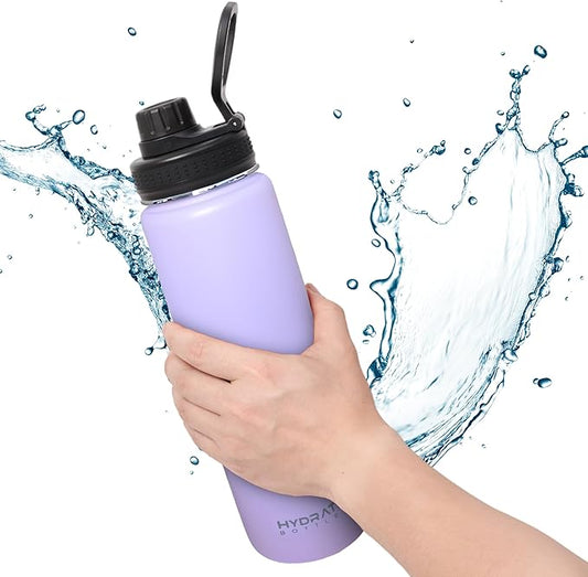 HYDRATE Insulated Stainless Steel Water Bottle - Large Reusable Flask with Leak-Proof Design and Convenient Handle - Double Vacuum Insulation for School, Work, or Adventure