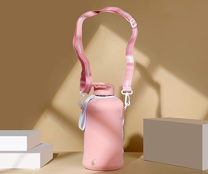 H2O Capsule 2.2L Half Gallon Water Bottle with Storage Sleeve and Covered Straw Lid – BPA Free Large Reusable Drink Container with Handle - Big Sports Jug, 2.2 Liter (74 Ounce)