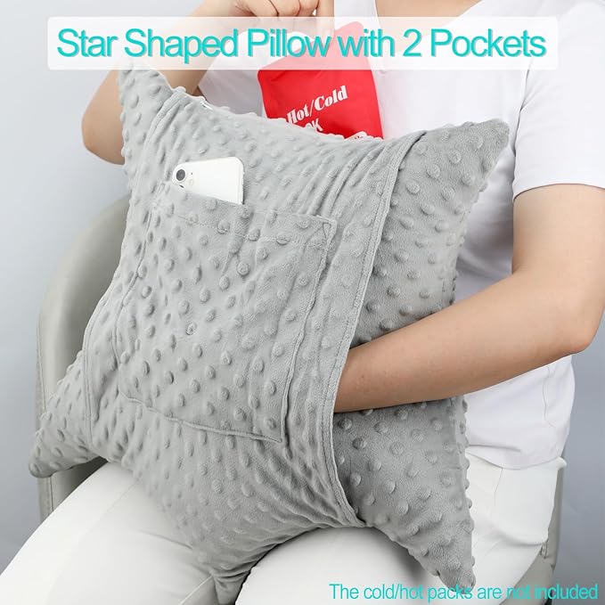 Star Hysterectomy Pillow Abdominal Recovery Pillows for C-Section Tummy Tuck Lumpectomy Myomectomy Belly Surgery Must Haves Shock Absorbing Cough Cushion Patients Gifts Minky Dot Gray