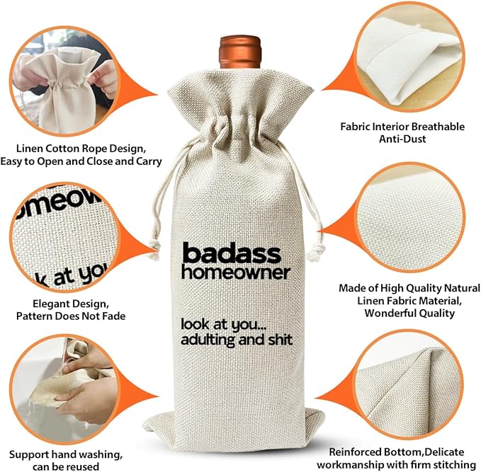 Housewarming Gift New House Wine Bag for Women Men Wife Husband Couple Owner Homeowner, House Warming Party Favor Supply, New Home Gift Ideas, Realtor Gift to Client, House Warming Gift New Home