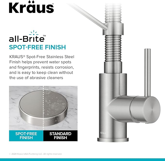 Kraus KPF-1610SFS Bolden 18-Inch Commercial Kitchen Faucet with Dual Function Pull-Down Sprayhead in all-Brite Finish, Spot Free Stainless Steel