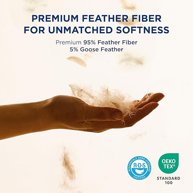 Bedsure Luxury Goose Feathers Down Pillow - 300 Thread Count Cotton Cover Gusseted Hotel Collection Bed Queen Pillow, Ultra-Soft High Elasticity Sorona Fiber Layer Pillows (1, Peyote, Standard)