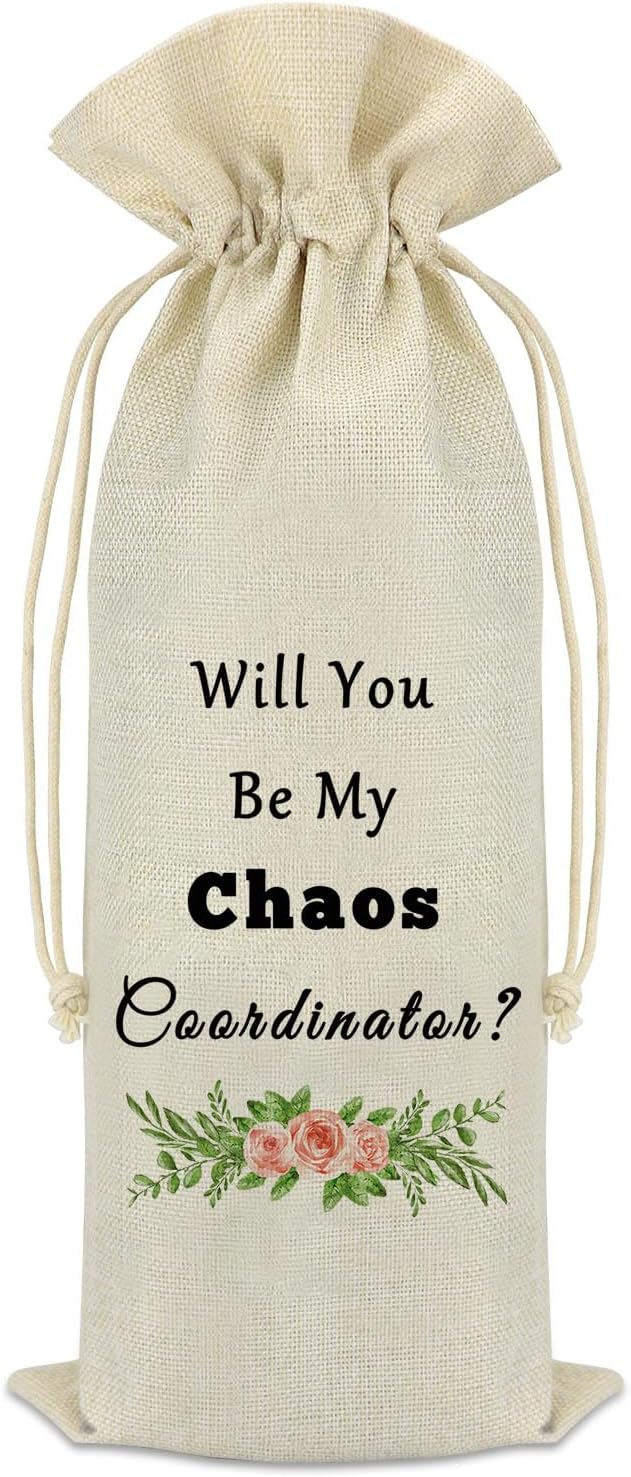 Chaos Coordinator Gift Wine Bag for Men Women Boss Coworker Boss Lady Teacher Manager Office Gifts Wedding Coordinator Gift Drawstring Wine Bag Christmas Birthday Boss Day Gift Wedding Planner Gift