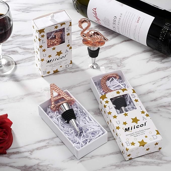 Miicol Wine Bottle Stopper, Prosecco Stopper, Rose Gold Wine Stopper, Personalised Champagne Stopper, Initial Wine Stopper, Funny Prosecco Gift, Wine Lovers Gift, Letter A