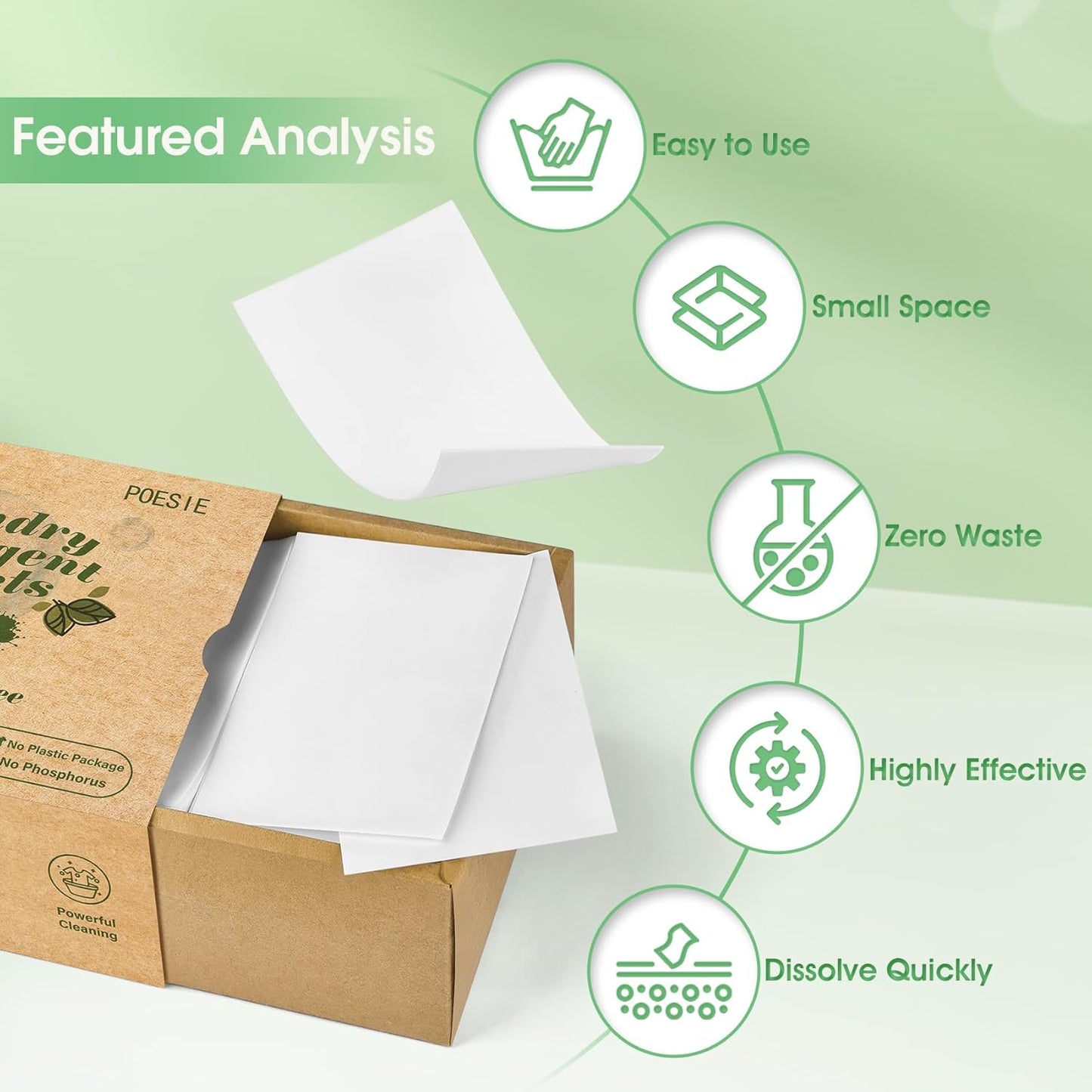 Poesie Laundry Detergent Sheets 3 Pack 480 Count 240 Loads Laundry Detergent for Travel Home Save Space Portable Laundry Strips Hypoallergenic Concentrated Soap Sheets Washing HE Fragrance Free