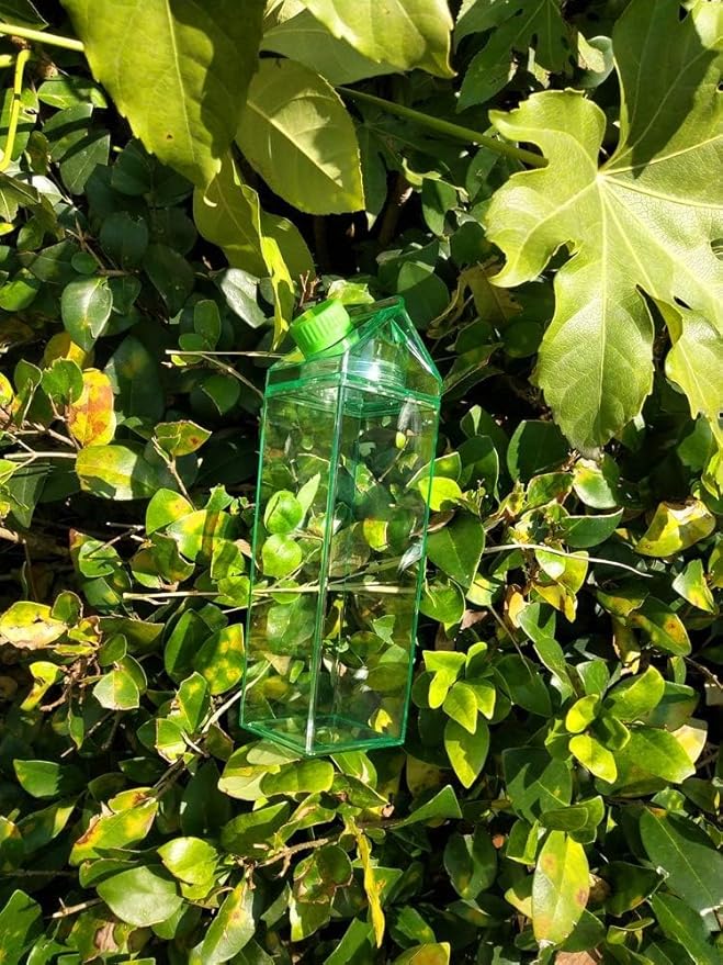 Jinberry 1000ml/34oz Cute Leakproof Clear Milk Carton Water Bottle Portable Drinkware for Outdoor Climbing Tour or Camping