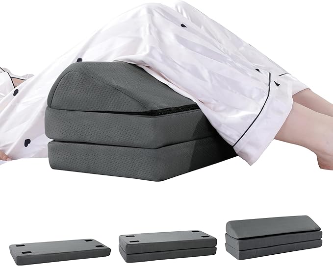 HOMBYS 3-in-1 Adjustable Height Wedge Pillow, 7" Height Leg Knee Pillow for Side Sleepers & Aligns Spine, Supportive Bolster Pillow for Pregnancy Relieves Pressure Hip Leg Elevation, 22", Dark Grey