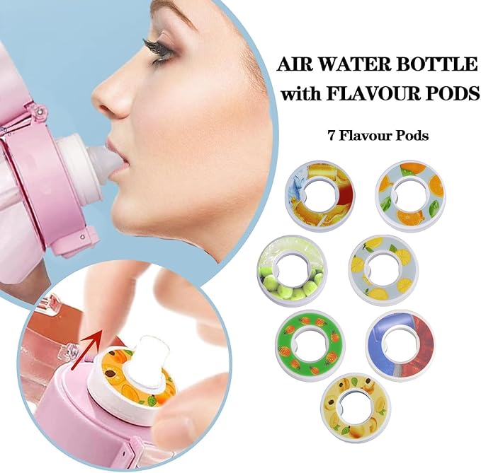 Generic Water Bottle with Flavor Pods 650ml BPA Free Water Cup with 7 Scented Water Bottle Flavor Pods Sports Water Bottle Suitable for Outdoor