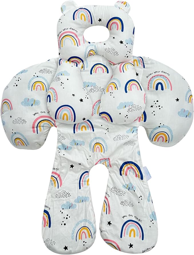 Baby Toddler Stroller Pillow for Newborn, Infant Car Seat Insert Carseat Sleeping Cushion, 2-in-1 Body Ultra-Soft Comfort Support