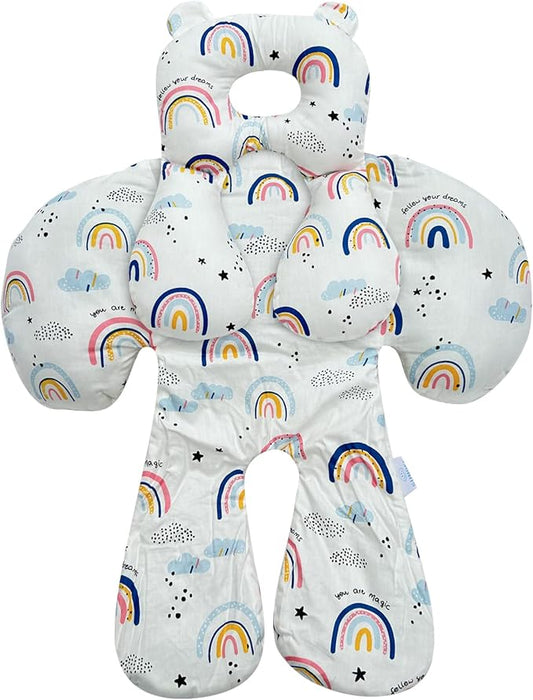 Baby Toddler Stroller Pillow for Newborn, Infant Car Seat Insert Carseat Sleeping Cushion, 2-in-1 Body Ultra-Soft Comfort Support