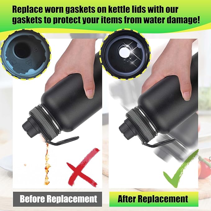 Lid Gasket Replacement for Thermoflask 24oz/32oz/40oz/64oz,Water Bottle Silicone Gaskets Each with Pick for Water Bottle Straw Lid, Chug Lid & Chug Spout