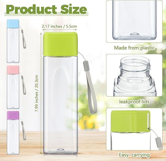 20 Pieces Water Bottle Bulk 17 oz Plastic Sports Water Bottles Reusable Leak Proof Portable Drink Bottles Large with Lid for Outdoor Fitness(Pink, Blue, Green, Purple)