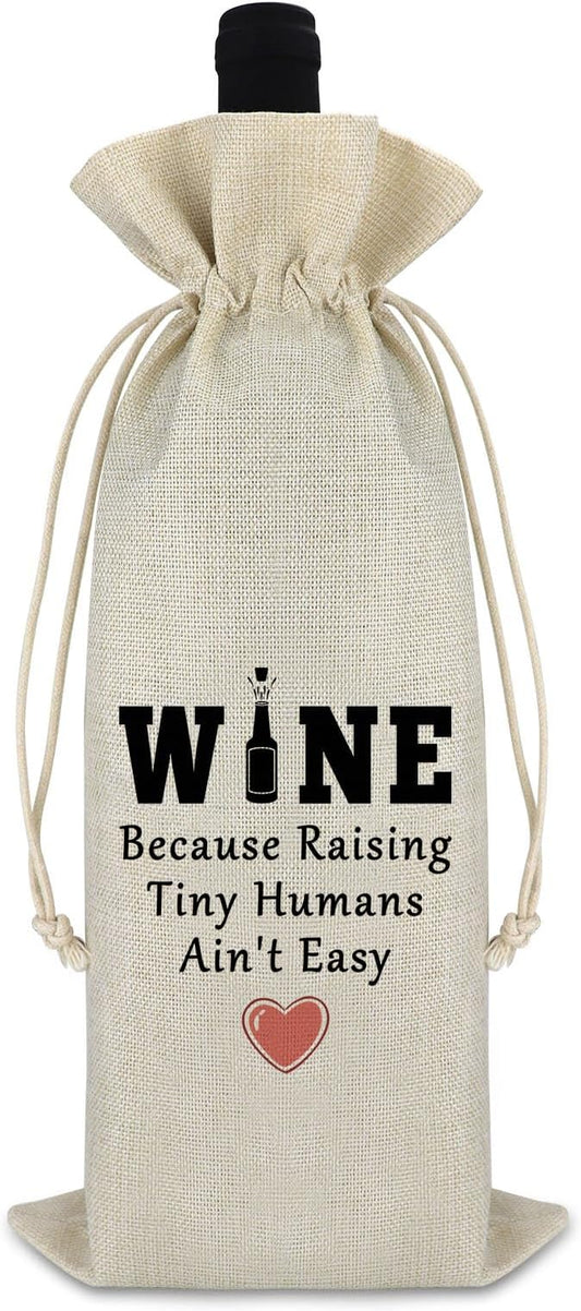 Thank You Gift for Mother Women Wine Bag Wine Gift Bag Mother's Day Appreciation Gift for Mom To Be New Mommy Birthday Thanksgiving Christmas Gift for Her Godmother Mother in Law Burlap Wine Wrap Bag