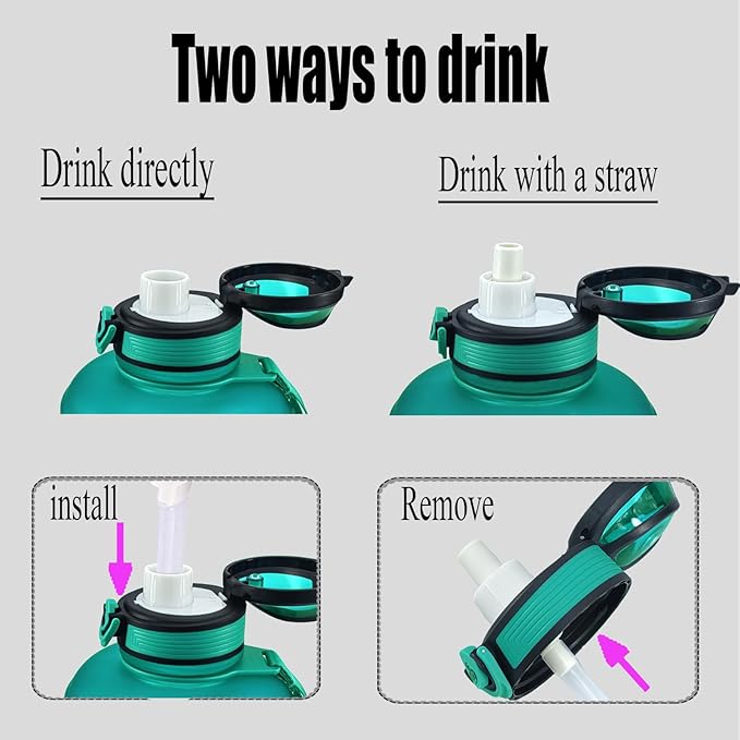 Sports Water Bottle, 63 Oz/1800mL, Leak Proof BPA Free Travel Outdoor For Men Women (Gradient_Cyan)