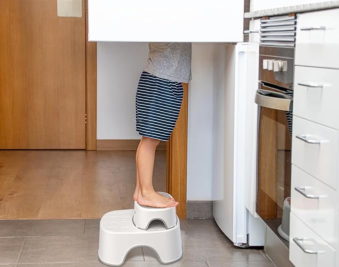 Maliton 2 Step Stool for Toddlers, Baby Kids Step Stool for Bathroom Sink, Anti-Slip Child Stool for Safety, Step Stool for Kids Toilet Potty Training, 2 Pack