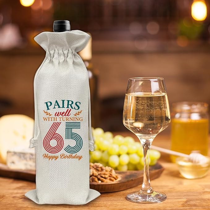 65th Birthday Gifts Wine Bag Congratulations Gifts for Women Men Parents Mom Dad Anniversary 1959 Birthday Wine Gift Bag