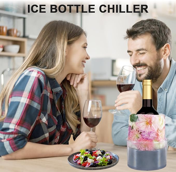 Ice Bucket Mold,Ice Mold Wine Bottle Chiller,Cocktail/Champagne Bucket Ice Mold, Flower/Fruits/Any Decoration to DIY Your Bucket Ice Mold For Special Parties/Bar/Holiday/Wedding-Grey