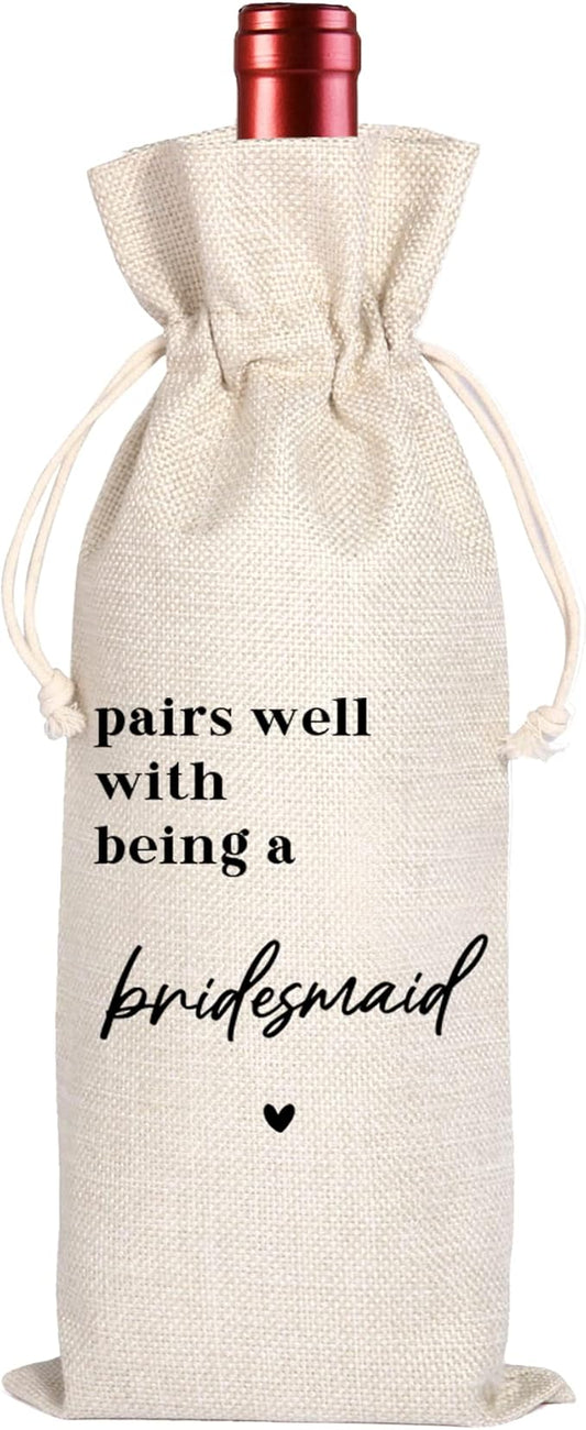 Bridesmaid Gift|Bridesmaid Proposal Gifts Wine Bag|Maid of Honor Proposal Gifts|Proposal Gifts for My Bridesmaids|Pairs Well With being a Bridesmaid(11MA17)