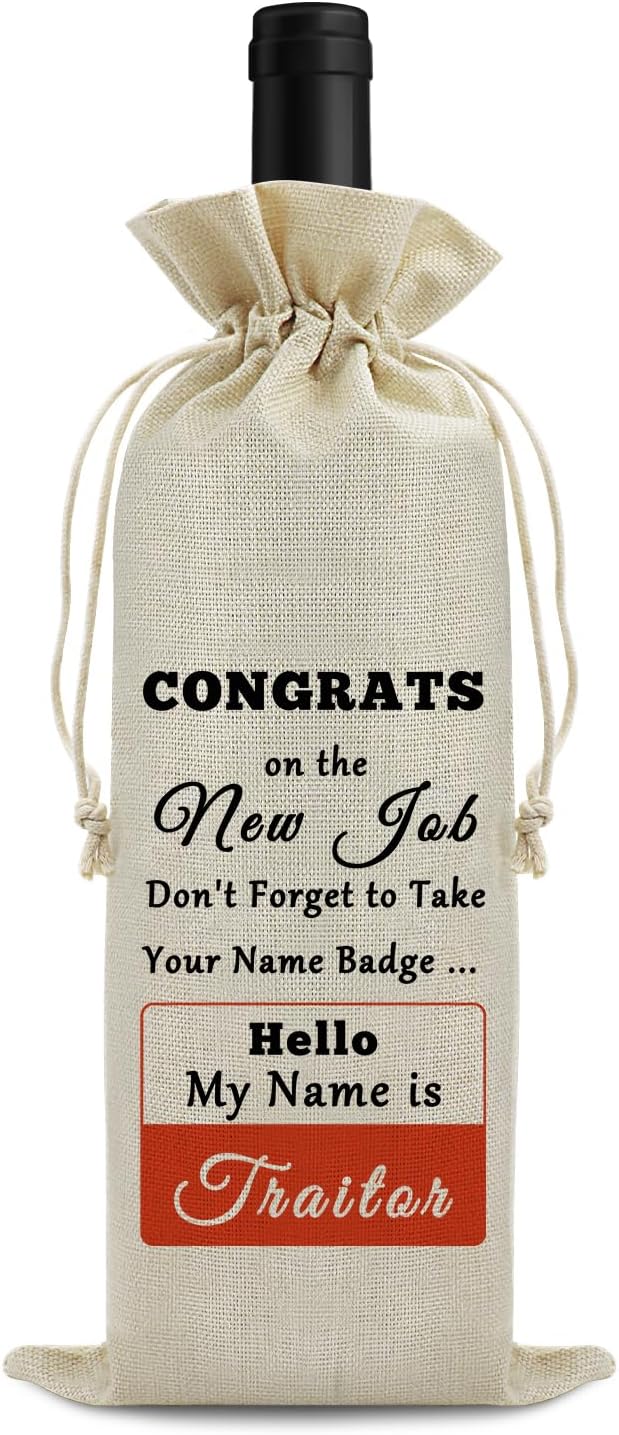 New Job Gift Congratulations Gifts for Women Men Wine Bags Coworker Leaving Gifts New Beginnings Gift for Coworker Wine Gift Bag Goodbye Gift Going Away Gifts For Colleague Leader Wine Wrapping Bag