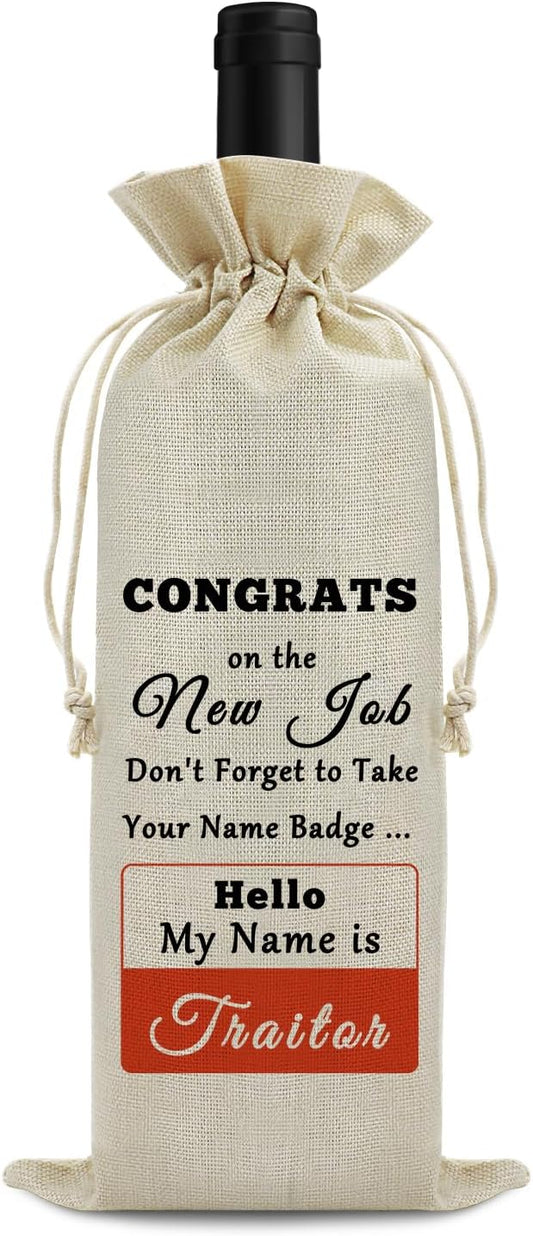 New Job Gift Congratulations Gifts for Women Men Wine Bags Coworker Leaving Gifts New Beginnings Gift for Coworker Wine Gift Bag Goodbye Gift Going Away Gifts For Colleague Leader Wine Wrapping Bag