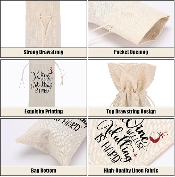 Funny Wine Quotes Wine Bag Wine Tasting Party Supplies for Wine Lovers Women Men Bride Auntie Friend Christmas Birthday Wedding Bachelorrette Party Wine Bags