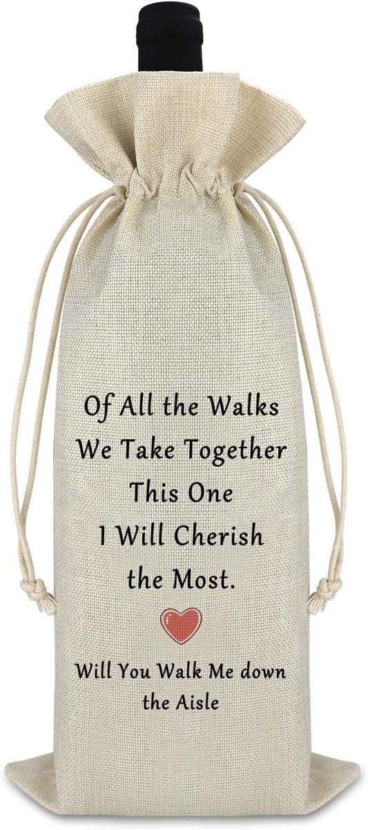 Gfhzdmf Proposal Gift Engagement Gift for Women Men Wine Gift Bag Wedding Day Gift for Bride Groom Wedding Gift for Dad Bridesmaid Anniversary Valentine Gift for Girlfriend Burlap Wine Bottle Bags