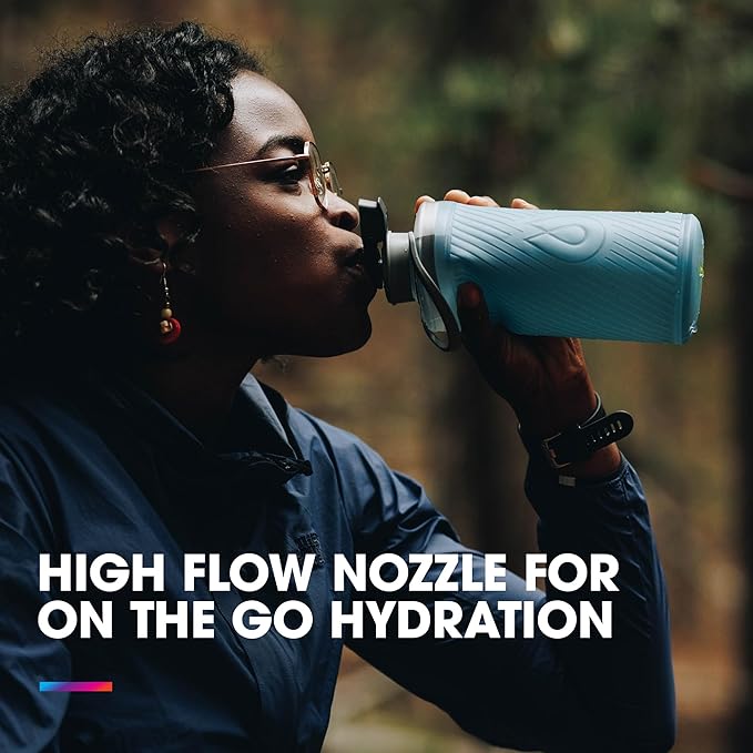 Hydrapak Flux - Collapsible Backpacking Water Bottle (750ml) - BPA Free, Ultra Light, Spill-Proof Twist Cap - Redwood Red