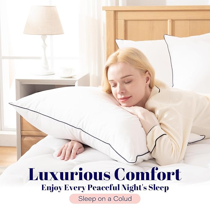 Cosybay Goose Feather and Down Bed Pillow, Premium Medium White Pillow Inserts for Sleeping, Luxury Bedding Pillows for Side and Back Sleepers, Queen Size, 20x36 Inches, 1 Pack